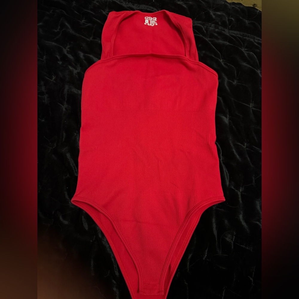 Vibrant Red Bodysuit with Scoop Neckline
